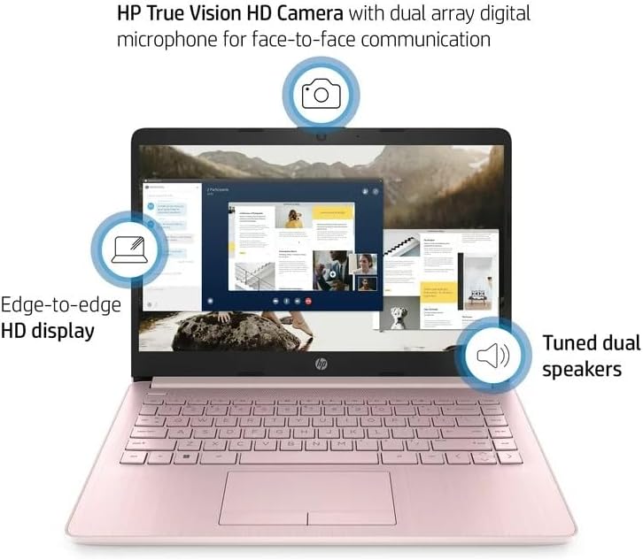 HP 14 Laptop, Intel Celeron N4020, 4 GB RAM, 64 GB Storage, 14-inch Micro-edge HD Display, Windows 11 Home, Thin & Portable, 4K Graphics, One Year of Microsoft 365 (14-dq0040nr, 2021, Snowflake White) Xpress