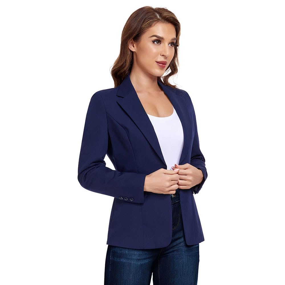 Blazer de oficina para mujer, con un botón, solapa con muescas, para negocios, esmoquin, informal, chaqueta, traje pequeño