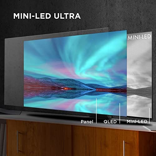 TCL 65 inches QM8 QLED 4K Smart Mini LED TV with Google (65QM850G, 2023 Model) Dolby Vision, Atmos, HDR Ultra, Game Accelerator up to 240Hz, Voice Remote, Works Alexa, Streaming Television, Black