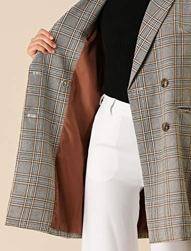 Allegra K Manteau blazer croisé à revers cranté pour femme 