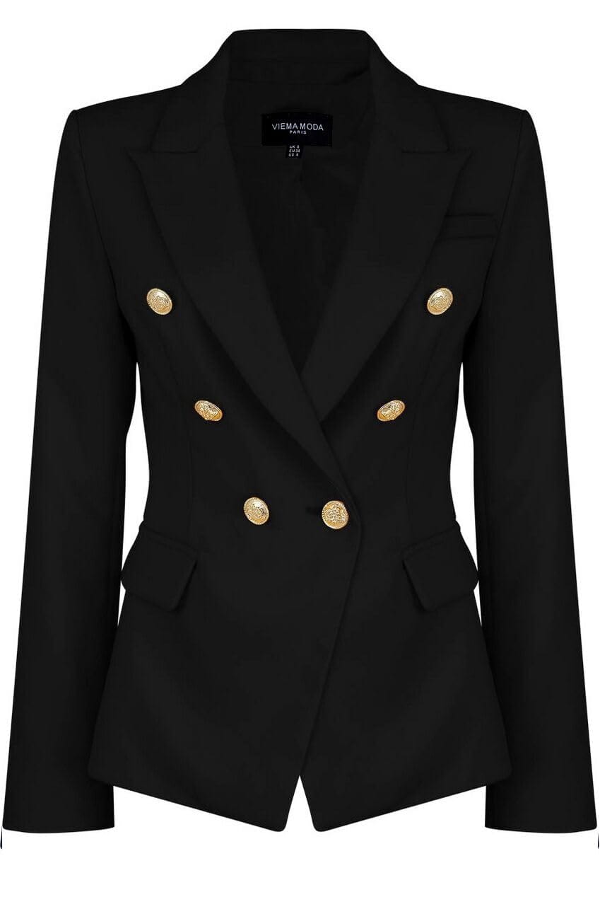 Womens Double Breasted Military Style Blazer Ladies Coat Jacket