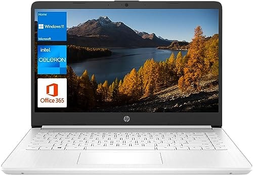 Ordinateur portable HP, étudiant et professionnel, écran HD 14", Intel Quad-Core N4120, 16 Go de RAM DDR4, 64 Go eMMC, 1 an Office 365, webcam, RJ-45, HDMI, Wi-Fi, Windows 11 Famille, Argent 