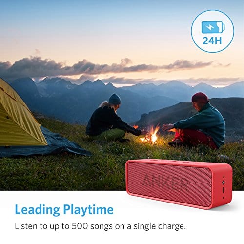 Altavoz Bluetooth Anker Soundcore actualizado con resistencia al agua IPX5, sonido estéreo, tiempo de reproducción 24 horas, altavoz inalámbrico portátil para iPhone, Samsung y más 