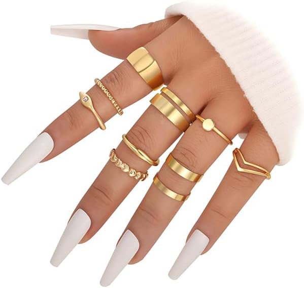 ÌF ME 24 Pcs Gold Vintage Knuckle Rings Set for Women Girls, Boho Dainty Stackable Midi Finger Rings, Snake Butterfly Signet Fashion Ring Pack Jewelry Gifts. Xpress