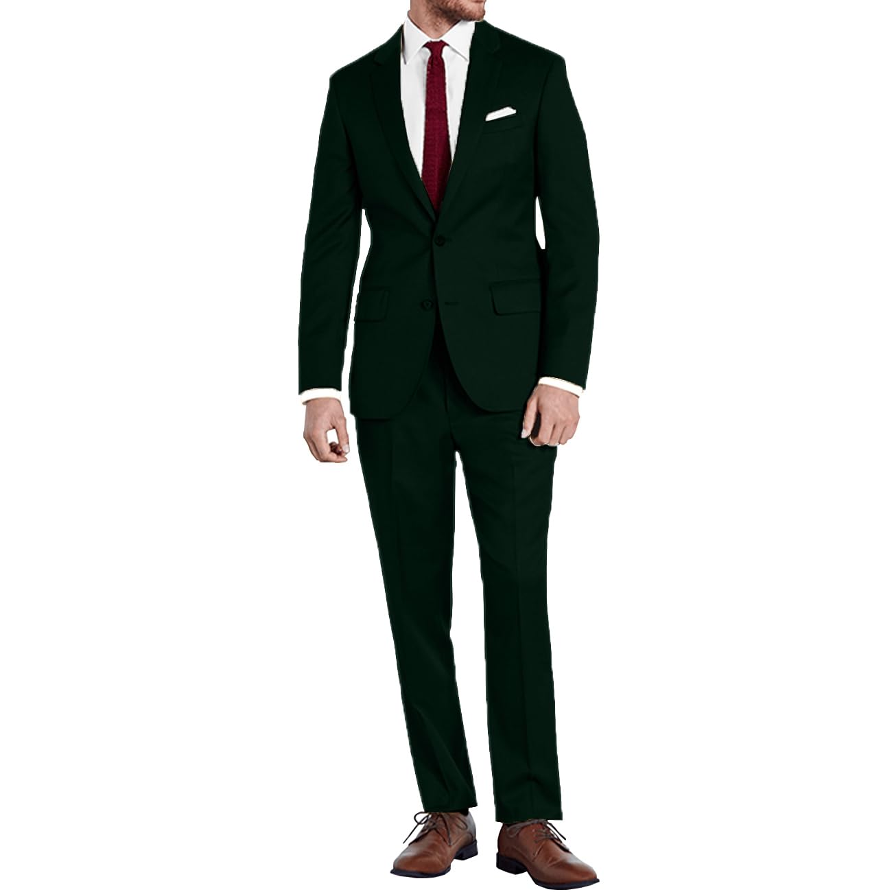 Mens Slim Fit 2 Piece Suit Two Button Notched Lapel Solid Suit Jacket Pants Set Tuxedo for Prom