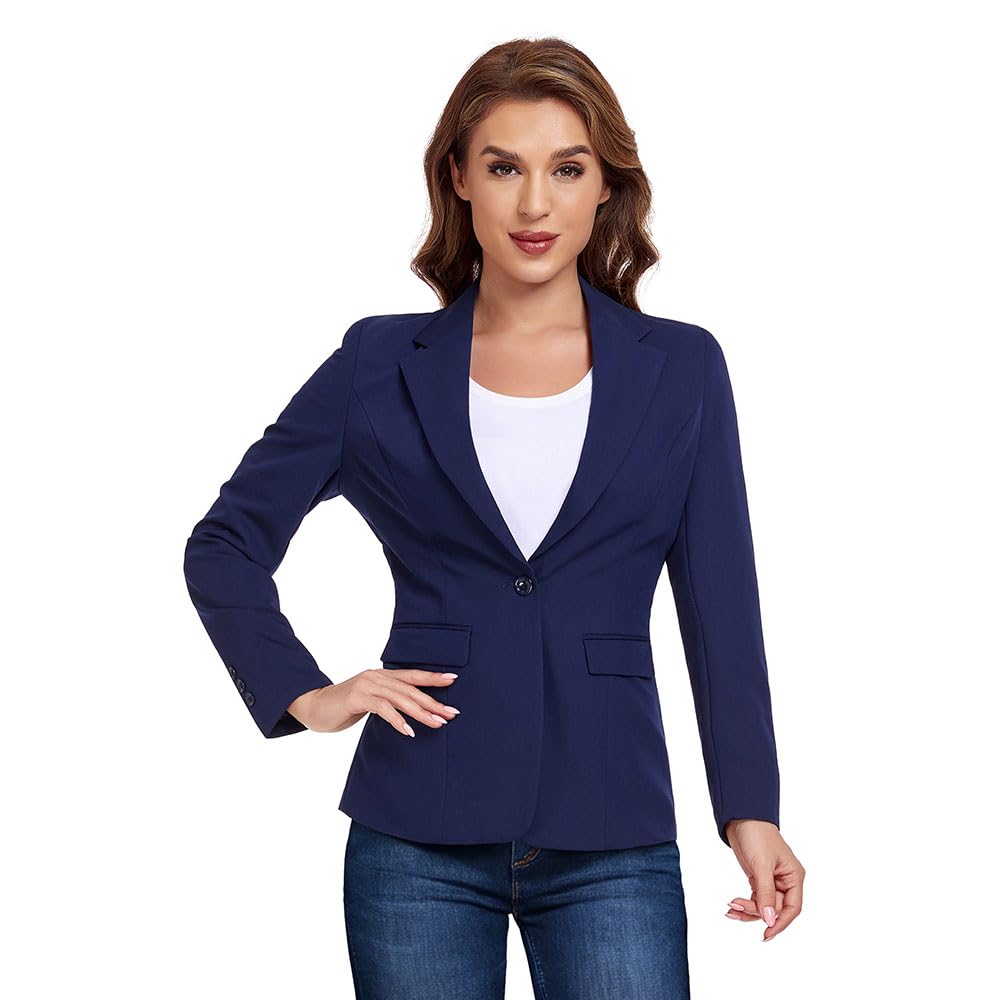 Women's Work Office Blazer One Button Notched Lapel Business Tuxedo Blazer Casual Blazer Jackets Suit Petite