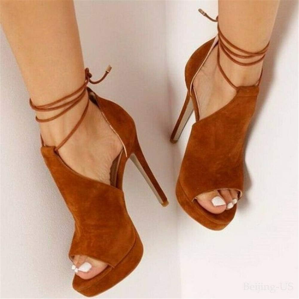 Womens Peep Toe Tie Lace Up Platform High Heels Sexy Stilettos Dress Sandals Wedding Pumps Shoes Xpress