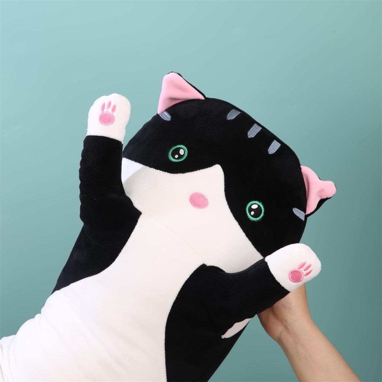 Giant Cat Pillow Plush Cartoon Kitty Sleeping Hugging Pillow, Cuddly Soft Long Kitten Body Pillow Doll Cat Cushion Toy for Kids Girlfriend (Pink, 110cm/43.3inch)