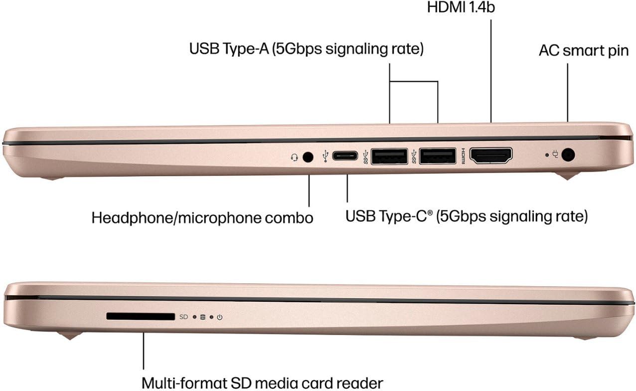 HP más nuevo portátil ultraligero de 14" para estudiantes y empresas, Intel Quad-Core N4120, 8 GB de RAM, 192 GB de almacenamiento (64 GB eMMC+128 GB Micro SD), 1 año de Office 365, cámara web, HDMI, WiFi, USB-A y C, Win 11 S 