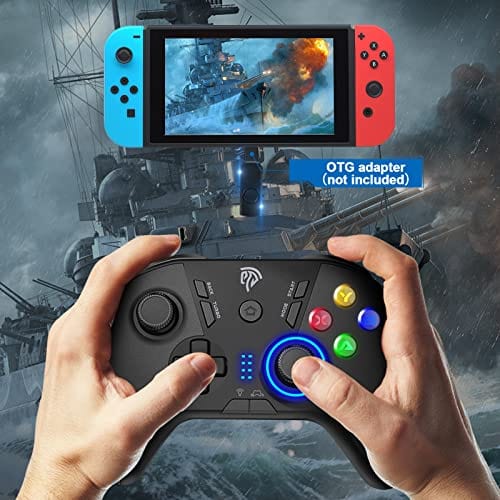 EasySMX Controlador de juegos inalámbrico para Windows PC/Steam Deck/PS3/Android TV BOX, joystick de gamepad Plug and Play con vibración dual con 4 teclas personalizadas, batería de hasta 14 horas, funciona para Nintendo Switch 