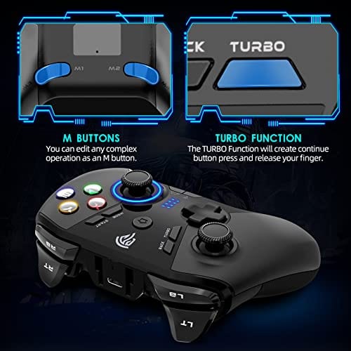 EasySMX Manette de jeu sans fil pour Windows PC/Steam Deck/PS3/Android TV BOX, manette de jeu Plug and Play à double vibration avec 4 touches personnalisées, batterie jusqu'à 14 heures, fonctionne pour Nintendo Switch 