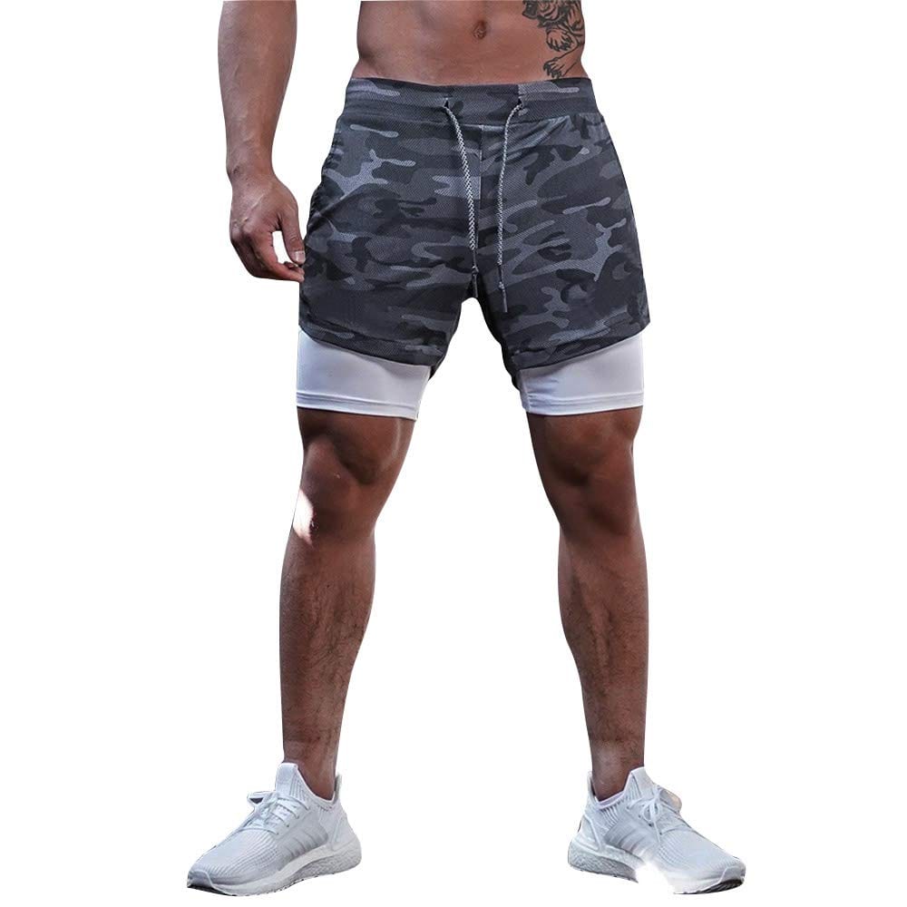 Surenow Mens Running Shorts，Workout Running Shorts for Men，2-in-1 Stealth Shorts，7-Inch Gym Yoga Outdoor Sports Shorts