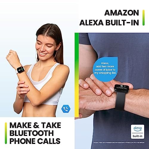 Reloj inteligente Amazfit Bip 5, GPS, llamadas Bluetooth, batería de 10 días, pantalla ultragrande, seguimiento de pasos, monitorización de frecuencia cardíaca y VO2 máx., monitorización de sueño y salud, Alexa integrada, aplicación AI Fitness (negro) 