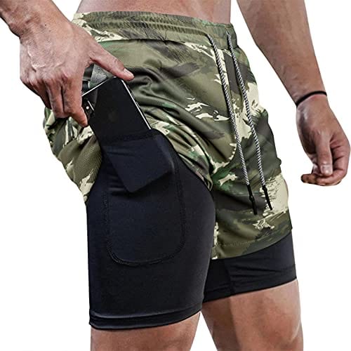 Surenow Mens Running Shorts，Workout Running Shorts for Men，2-in-1 Stealth Shorts，7-Inch Gym Yoga Outdoor Sports Shorts