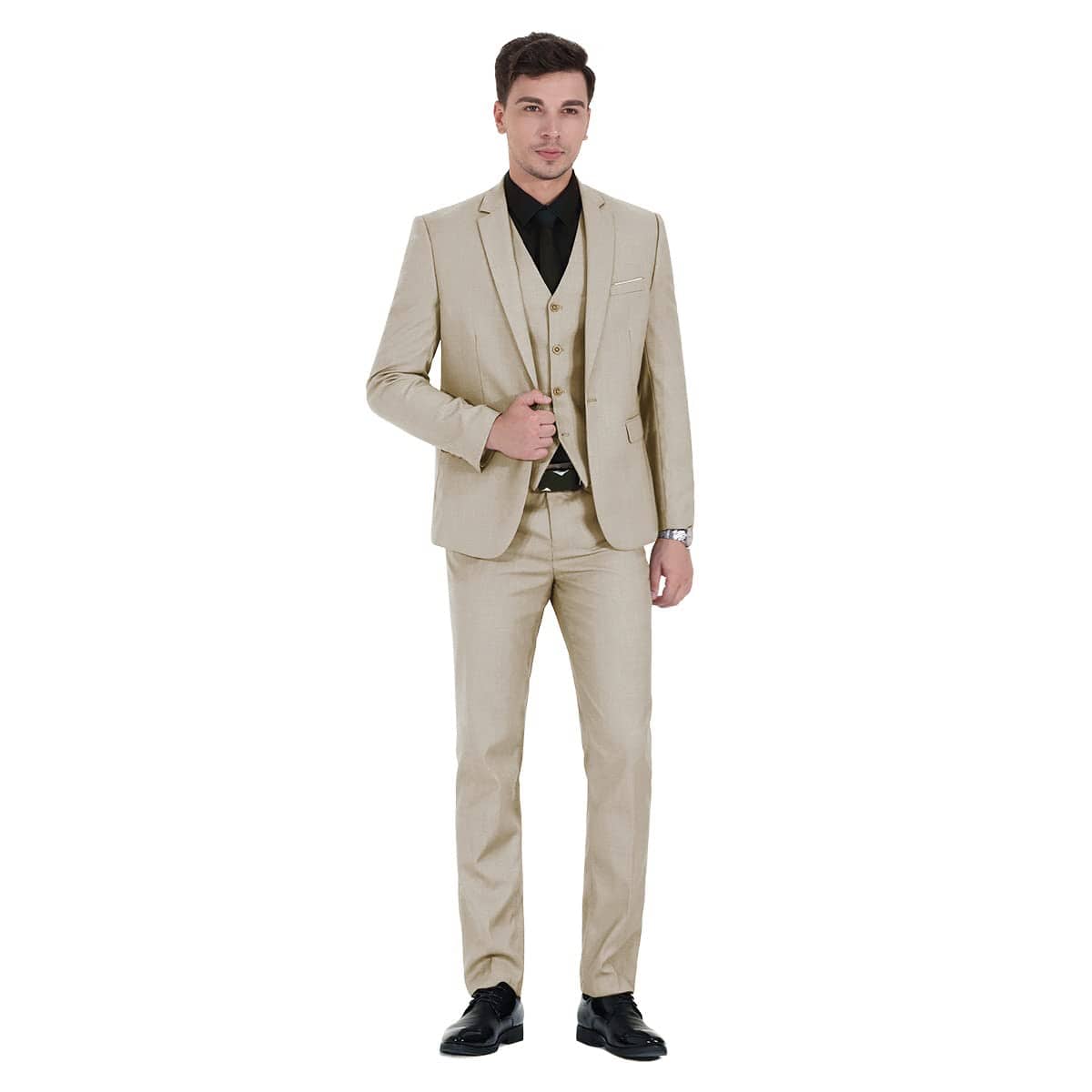 Cloudstyle Mens 3-Piece Suit Notched Lapel One Button Slim Fit Formal Jacket Vest Pants Set