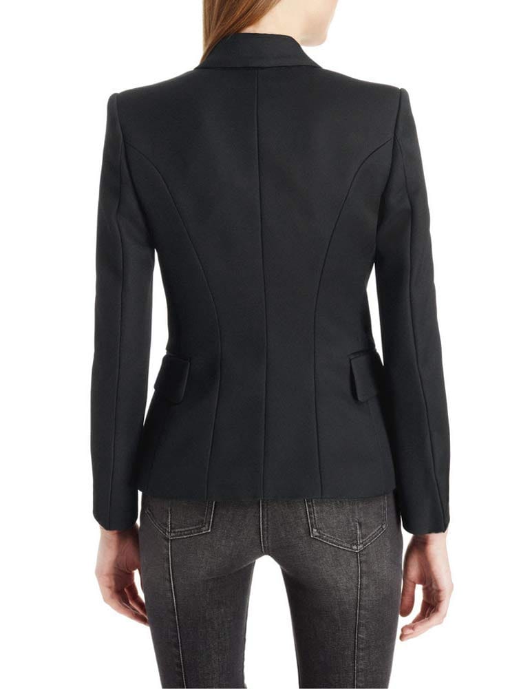 Chouyatou Blazer vintage à double boutonnage pour femme Coupe ajustée