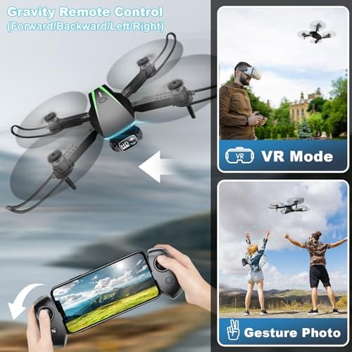 Mini Drone with Camera - 1080P HD Foldable Drone with Stable Hover, Gravity Control, Auto-Follow, Trajectory Flight, 90° Adjustable Lens, One Key Take Off, 2 Batteries, Drones for Adults Kids