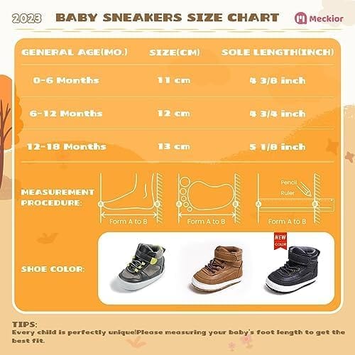 Meckior Toddler Baby Boys Girls High Tops Ankle Sneakers Soft Anti-Slip Sole PU Leather Moccasins Infant Newborn Prewalker First Walking Crib Shoes Xpress