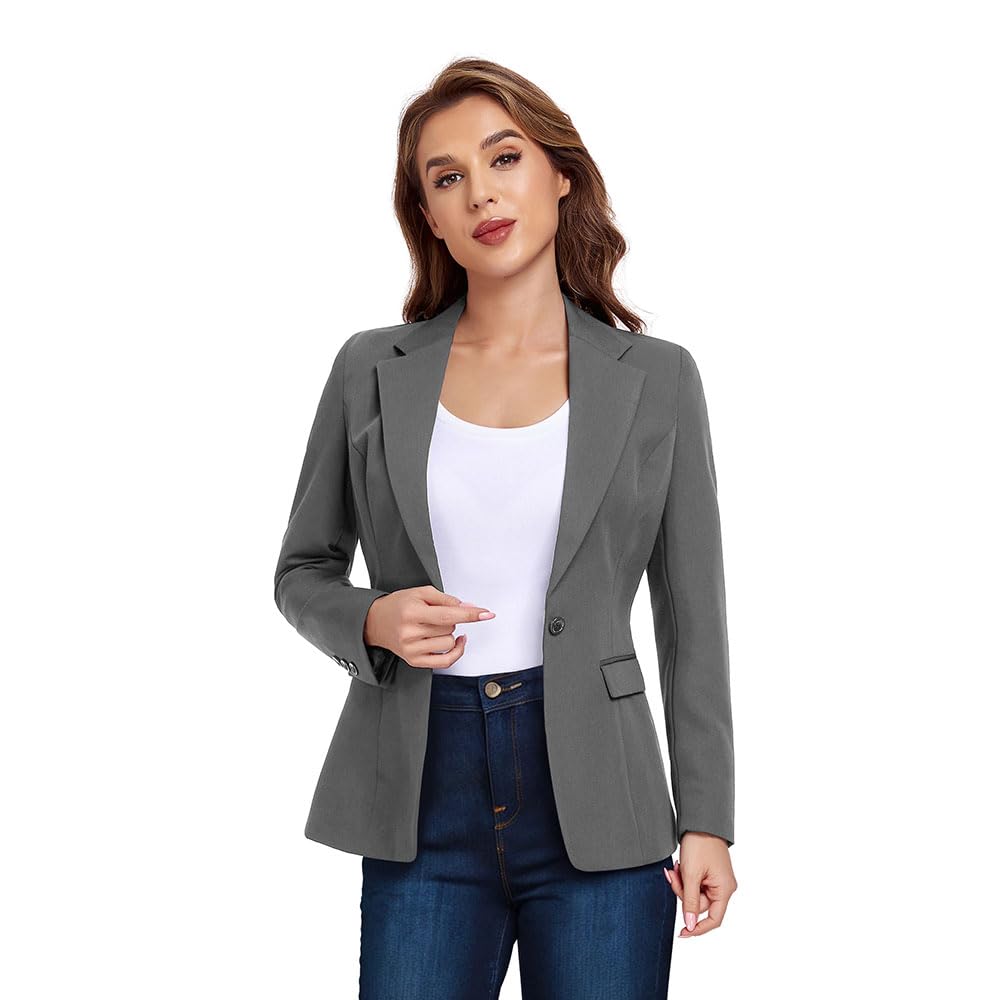 Women's Work Office Blazer One Button Notched Lapel Business Tuxedo Blazer Casual Blazer Jackets Suit Petite