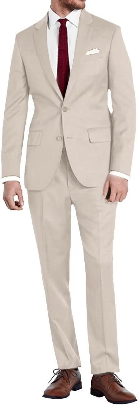 Mens Slim Fit 2 Piece Suit Two Button Notched Lapel Solid Suit Jacket Pants Set Tuxedo for Prom