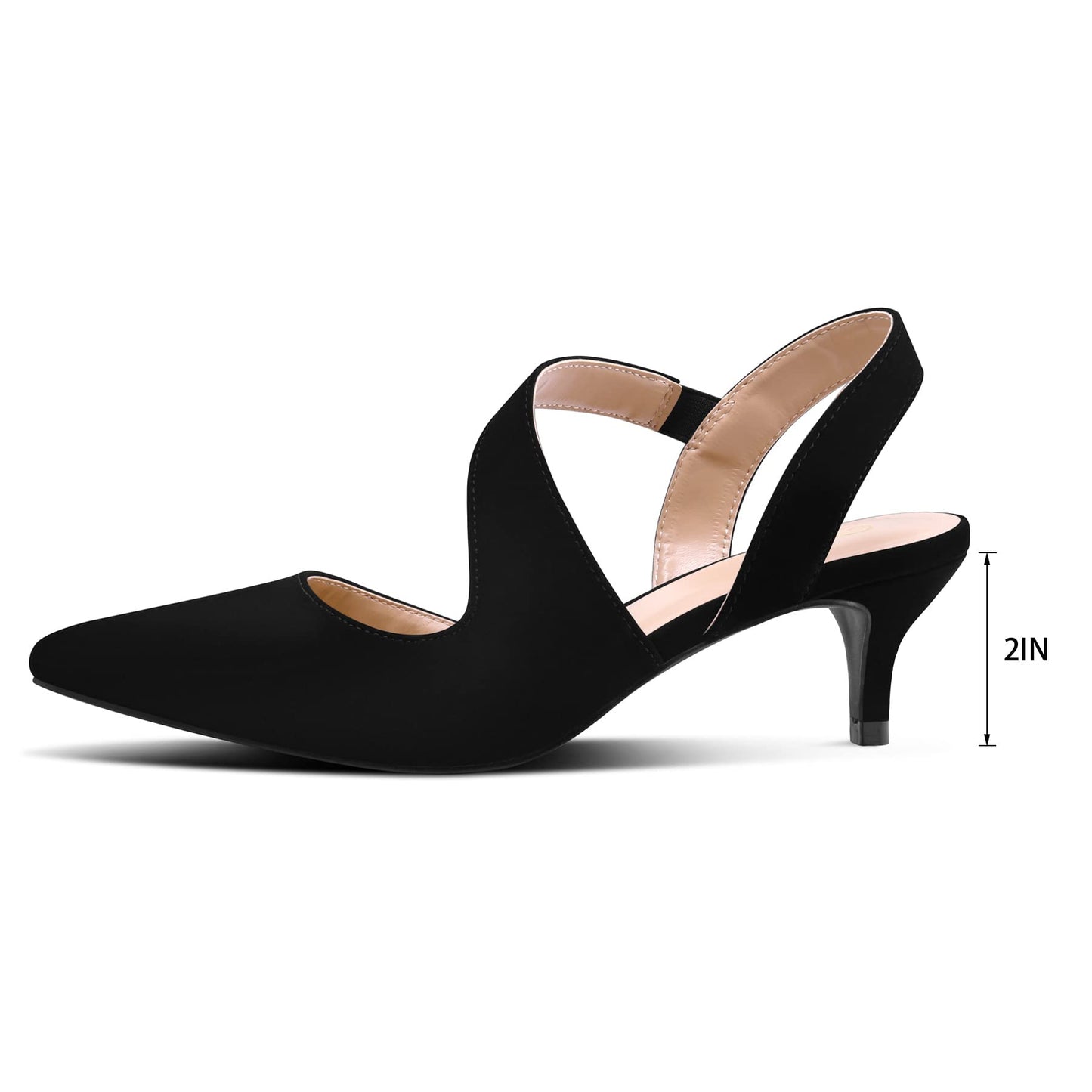 mysoft Zapatos de tacón bajo para mujer, 2.0 in, punta puntiaguda, zapatos de vestir para fiesta de boda 