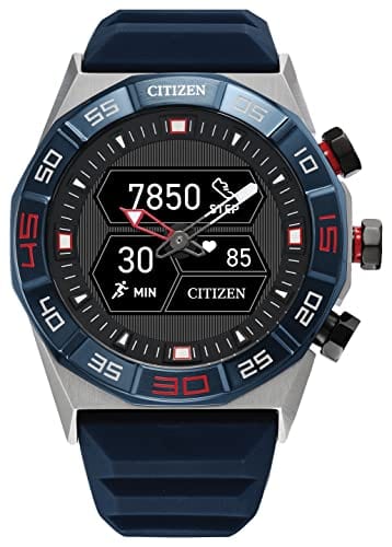 Montre intelligente hybride Citizen CZ Smart PQ2 avec application YouQ Wellness dotée de l'IA IBM Watson® et de la recherche de la NASA, écran personnalisable en noir et blanc, Bluetooth, RH, suivi d'activité, autonomie de 18 jours 