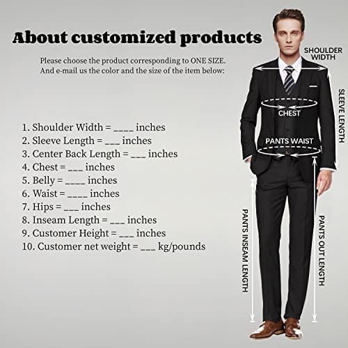 Men's Slim Fit 3 Piece Suit Two Button Business Wedding Dress Tux Suit Set Jacket Vest Pants with Tie