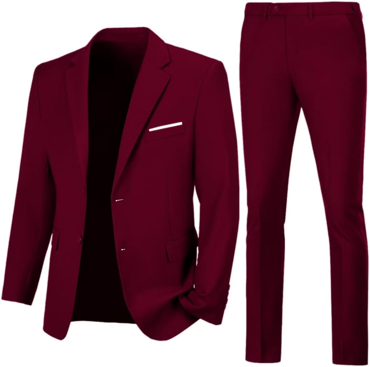 Mens Slim Fit 2 Piece Suit Two Button Notched Lapel Solid Suit Jacket Pants Set Tuxedo for Prom