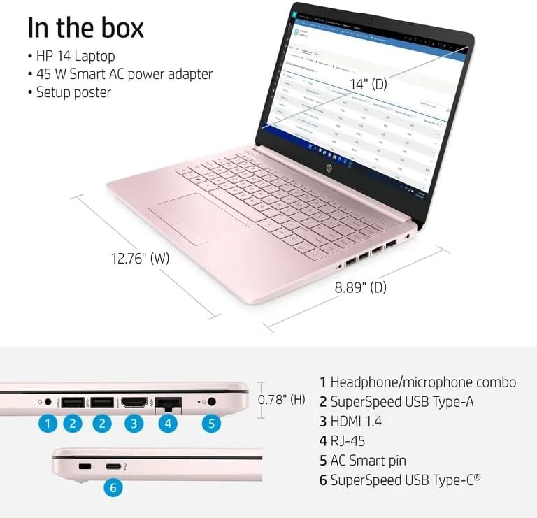 HP 14 Laptop, Intel Celeron N4020, 4 GB RAM, 64 GB Storage, 14-inch Micro-edge HD Display, Windows 11 Home, Thin & Portable, 4K Graphics, One Year of Microsoft 365 (14-dq0040nr, 2021, Snowflake White) Xpress