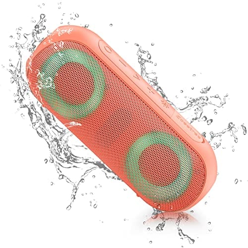 Altavoces Bluetooth con luz, Bluetooth inalámbrico portátil de 30 W (rango de 100 pies), sonido estéreo fuerte, altavoces de ducha impermeables IPX7, luces rítmicas multicolores RGB, tiempo de reproducción de 1000 minutos para interiores y exteriores 