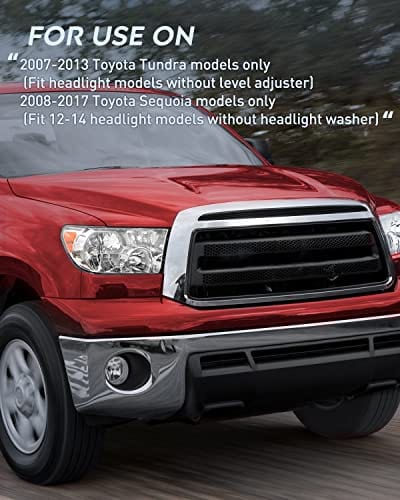 Nilight Conjunto de faros delanteros para Toyota Tundra 2007 2008 2009 2010 2011 2012 2013 Sequoia 2008-2017, carcasa cromada, reflector ámbar, lado del conductor y del pasajero, 2 años de garantía 