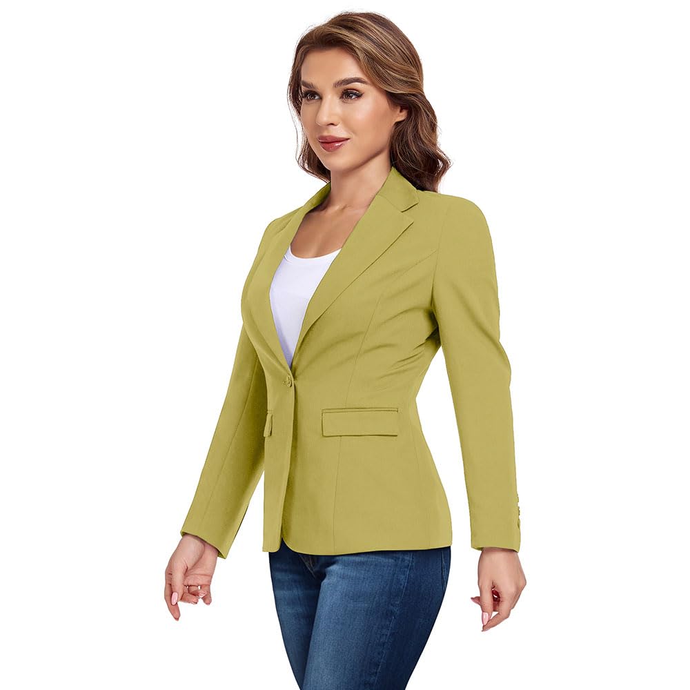 Blazer de bureau pour femmes, un bouton, revers cranté, smoking d'affaires, jolie pochette, costume Petite