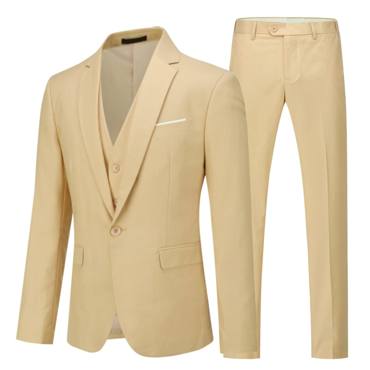 Cloudstyle Mens 3-Piece Suit Notched Lapel One Button Slim Fit Formal Jacket Vest Pants Set