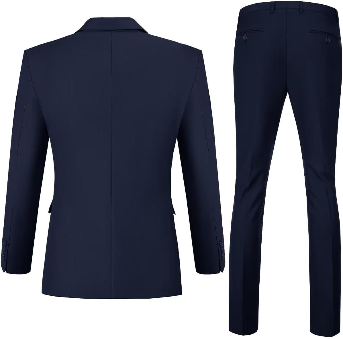 Mens Slim Fit 2 Piece Suit Two Button Notched Lapel Solid Suit Jacket Pants Set Tuxedo for Prom