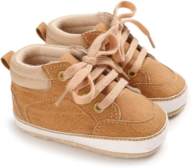 Meckior Toddler Baby Boys Girls High Tops Ankle Sneakers Soft Anti-Slip Sole PU Leather Moccasins Infant Newborn Prewalker First Walking Crib Shoes Xpress