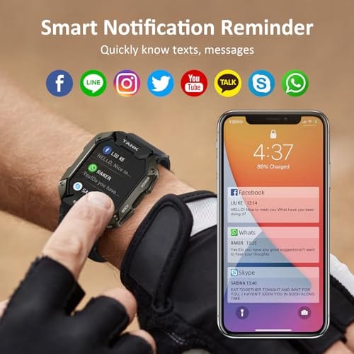 Reloj inteligente AMAZTIM, batería extralarga de 60 días, resistente al agua hasta 50 m, llamada Bluetooth militar resistente (responder/marcar llamadas), pantalla HD ultra grande de 1,85 pulgadas, asistente de voz AI, compatible con Android e iOS (rojo) 