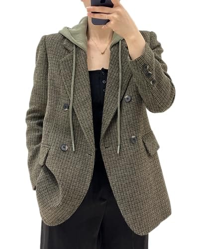 Mina – veste blazer surdimensionnée pour femmes, à capuche, nouvelle collection 2024, quatre saisons, grande taille, décontractée, ouverte sur le devant, costume de travail (XS-XXL) 