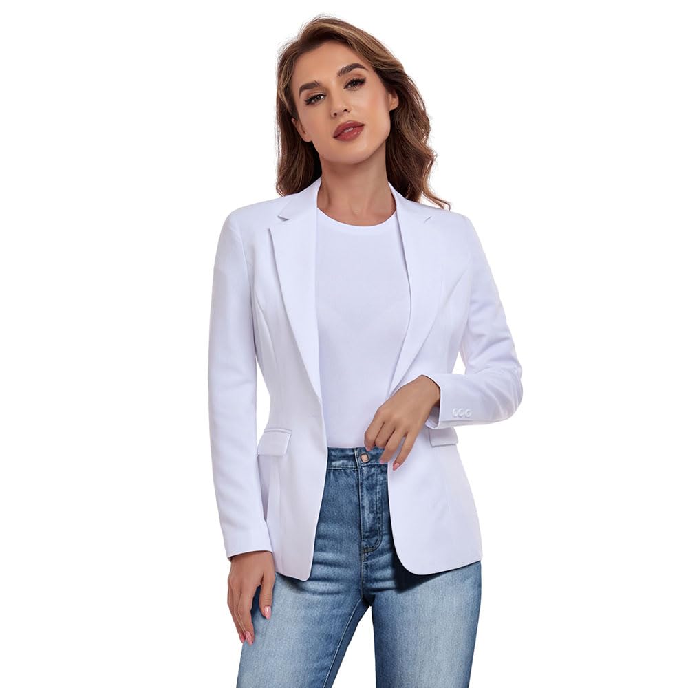 Blazer de bureau pour femmes, un bouton, revers cranté, smoking d'affaires, jolie pochette, costume Petite