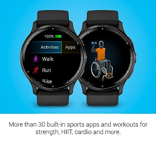 Garmin Venu 3 Slate Bisel de acero inoxidable Pantalla táctil AMOLED de 1,4 pulgadas Reloj inteligente con caja negra de 45 mm y correa de silicona 