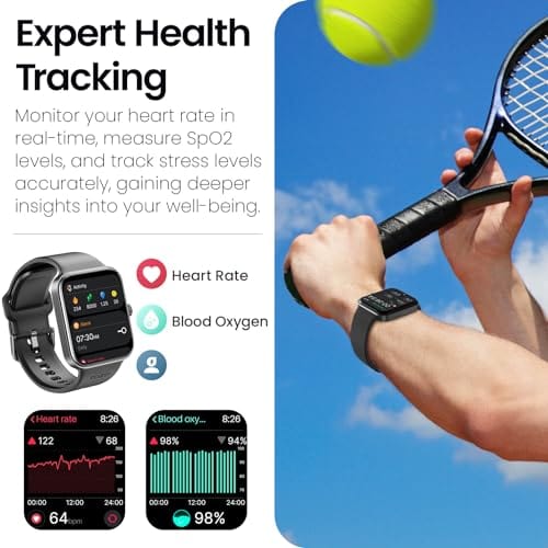 TOZO S4 AcuFit One Montre intelligente 1,78" Écran AMOLED pour hommes et femmes, tracker d'activité avec cadran d'appel Bluetooth, fréquence cardiaque et oxygène sanguin, moniteur de sommeil, étanche IP68, entraînement pour iOS Android 