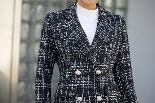 IDEALSANXUN Abrigos de lana para mujer Otoño Invierno con doble botonadura Midi Peacoat