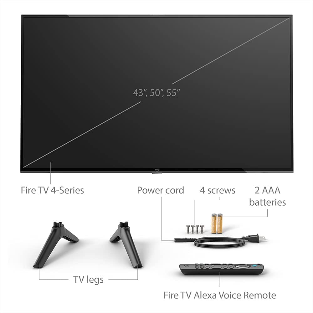 Téléviseur intelligent Amazon Fire TV 43" série 4 4K UHD avec télécommande vocale Fire TV Alexa, diffusez la télévision en direct sans câble 