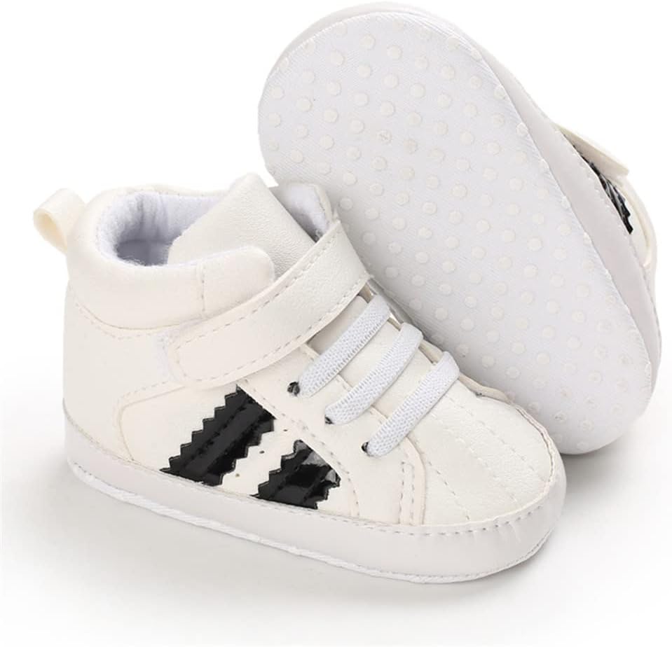 Meckior Toddler Baby Boys Girls High Tops Ankle Sneakers Soft Anti-Slip Sole PU Leather Moccasins Infant Newborn Prewalker First Walking Crib Shoes Xpress