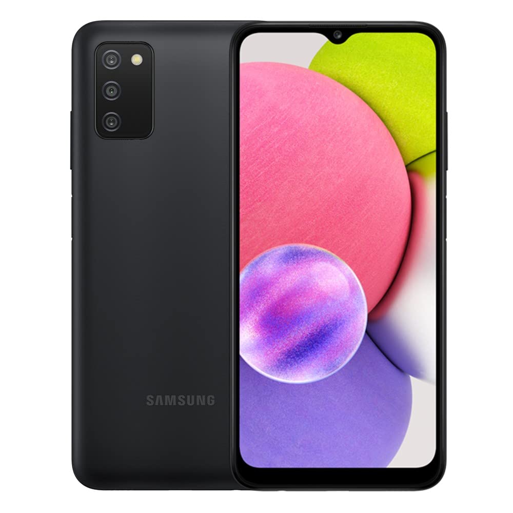 Teléfono celular Samsung Galaxy A03s, teléfono inteligente Android desbloqueado AT&amp;T GSM, 32 GB, batería de larga duración, almacenamiento ampliable, 3 lentes de cámara, pantalla infinita - negro (renovado) 