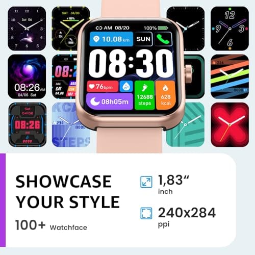 TOZO 2024 Nouvelle montre intelligente améliorée pour hommes et femmes pour iPhone et Android, 1,83" Tracker d'activité Appel Bluetooth [Réponse/Faire], étanche IP68 avec moniteur de fréquence cardiaque/SpO2/Sommeil, plus de 100 modes sportifs 