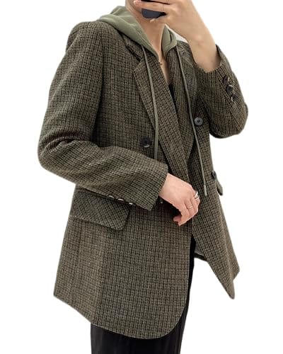 Mina Self Oversize Blazer Jacket for Women Hooded 2024 New Four Seasons Plus Size Casual Open Front Work Office Suit (XS-XXL)