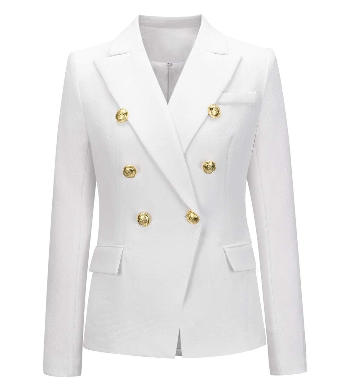 Chouyatou Blazer vintage à double boutonnage pour femme Coupe ajustée