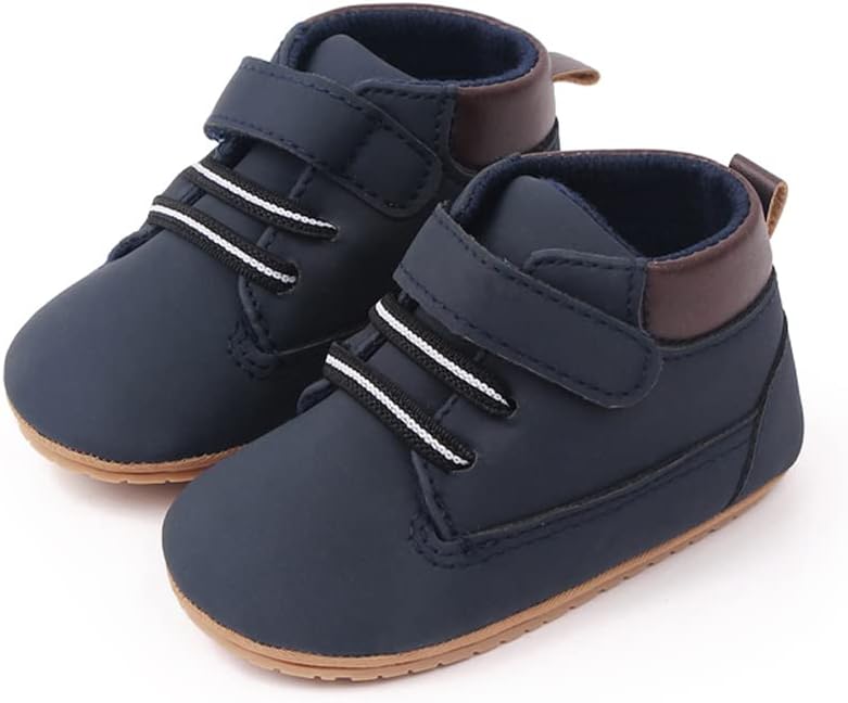 Meckior Toddler Baby Boys Girls High Tops Ankle Sneakers Soft Anti-Slip Sole PU Leather Moccasins Infant Newborn Prewalker First Walking Crib Shoes Xpress