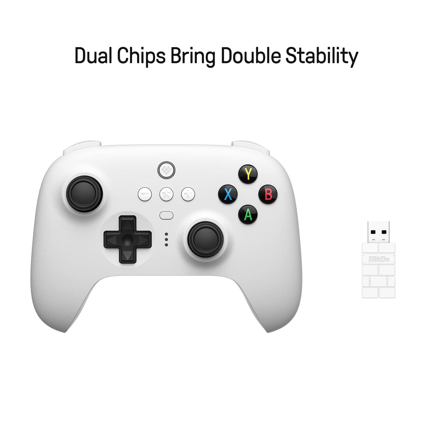 Controlador inalámbrico 8Bitdo Ultimate de 2,4 g con base de carga, actualización de joystick de efecto Hall, Gamepad profesional con botones traseros y función Turbo para PC, Android, Steam Deck y Apple (púrpura) 