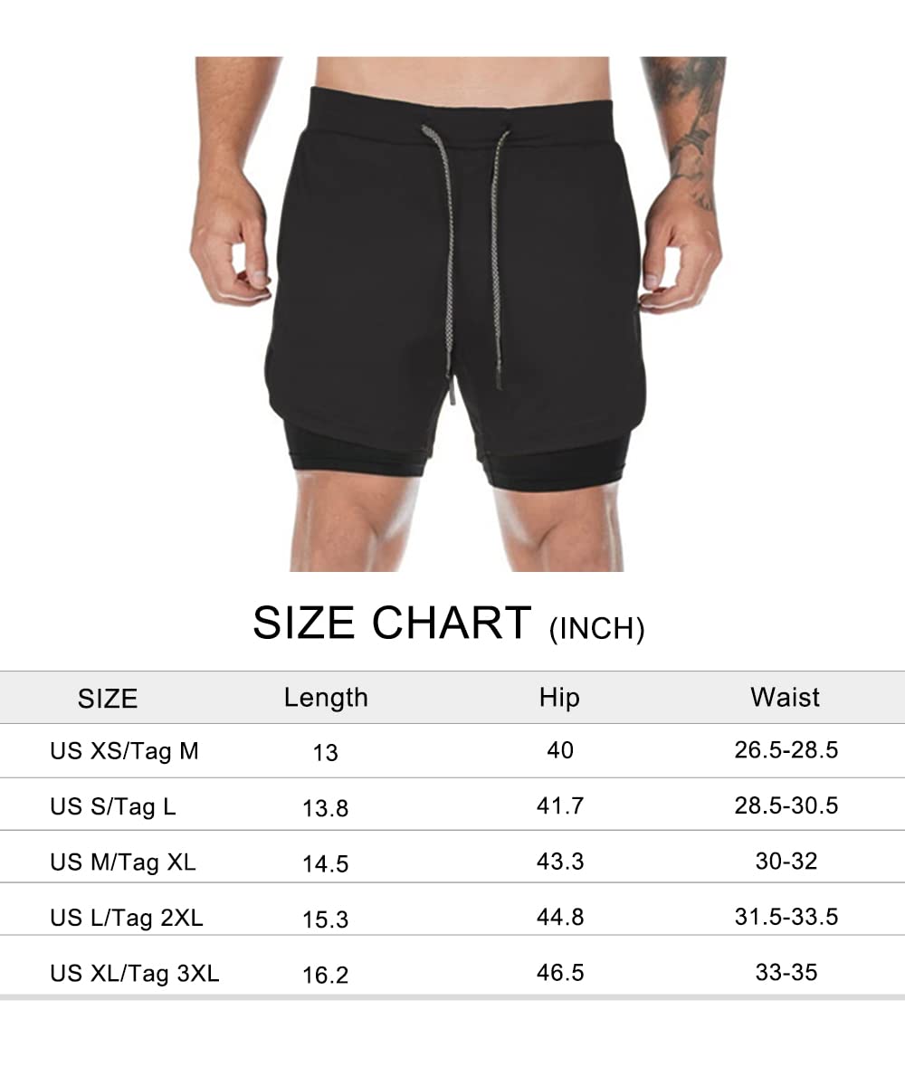 Surenow Mens Running Shorts，Workout Running Shorts for Men，2-in-1 Stealth Shorts，7-Inch Gym Yoga Outdoor Sports Shorts